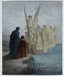 Purgatorio, Canto 2: The celestial pilot lands the boat (illustration from The Divine Comedy)